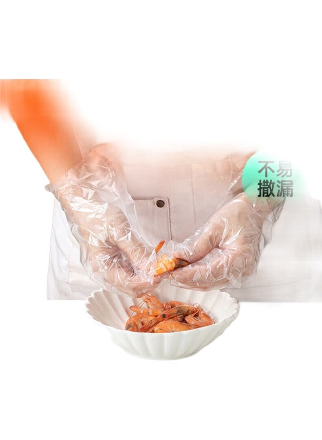 Temeiju Disposable Gloves, Food-Grade, 100 Pieces, Extra Thick, Transparent Plastic, Thickened, For Kitchen, Dishwashing, And Catering - Image 2