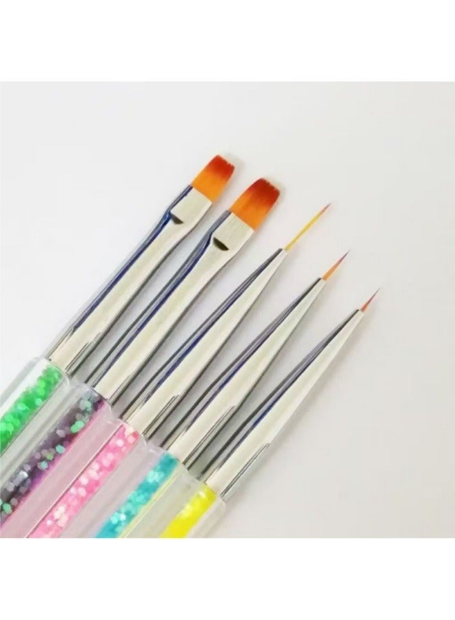 5 قطع من فرش رسم الأظافر، قلم رسم أظافر، مجموعة أدوات نقطية مزدوجة الأطراف - Image 5