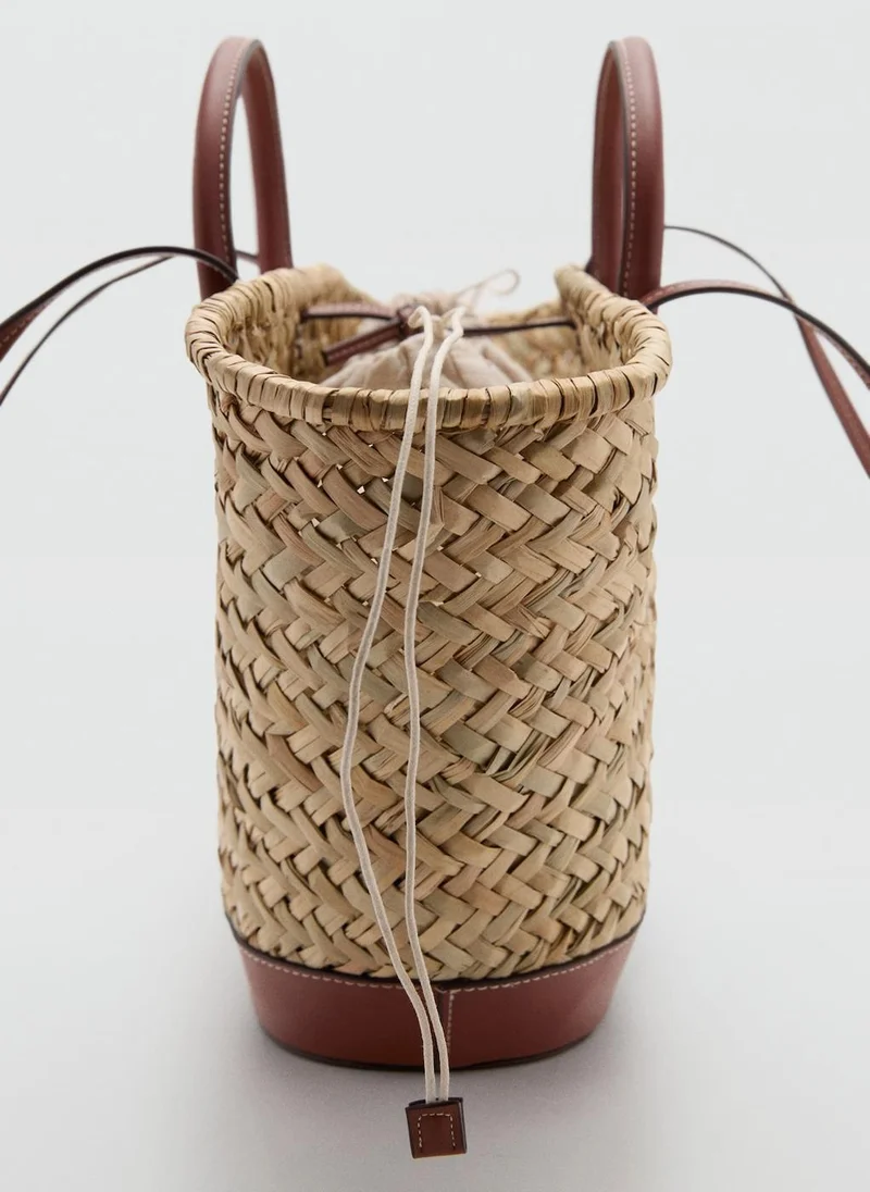 MANGO Large Double-Handle Natural Fibre Basket Tote