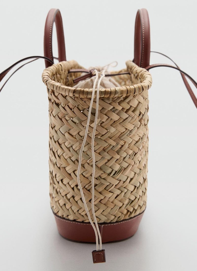 MANGO Large Double-Handle Natural Fibre Basket Tote  - Image 3