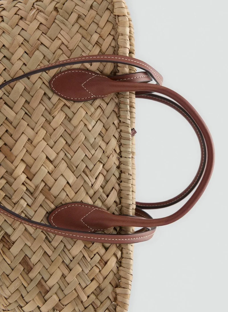 MANGO Large Double-Handle Natural Fibre Basket Tote