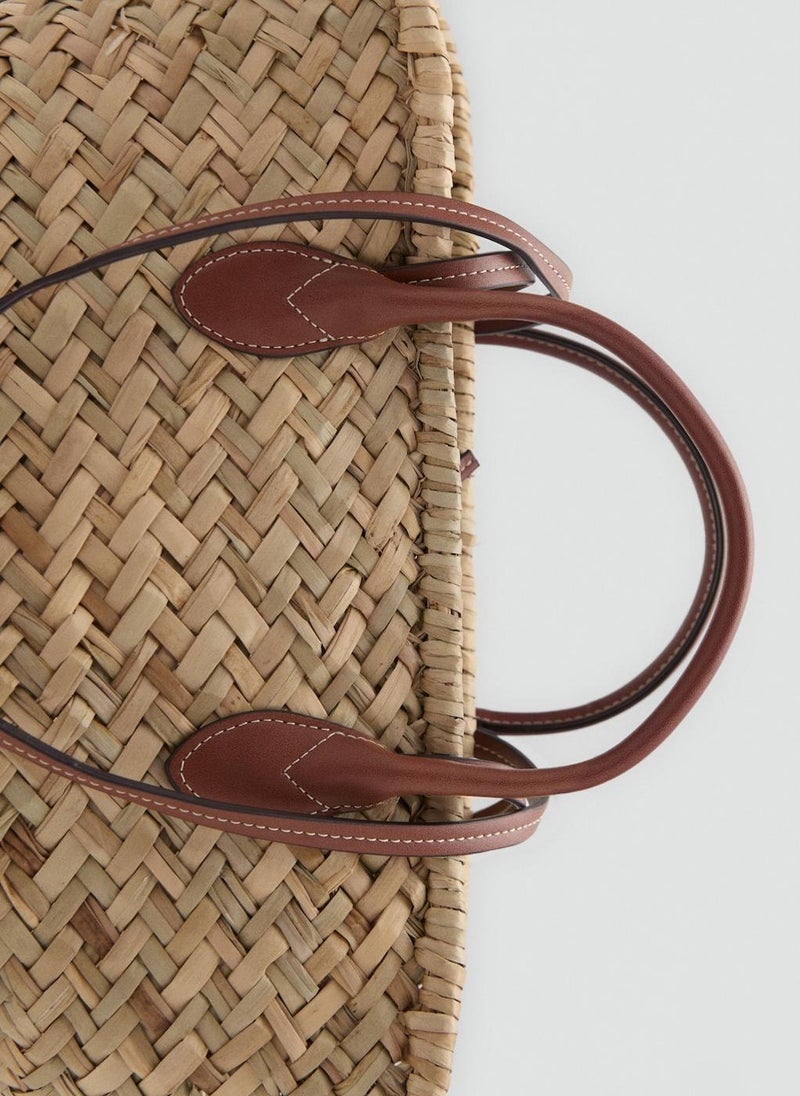 MANGO Large Double-Handle Natural Fibre Basket Tote  - Image 4