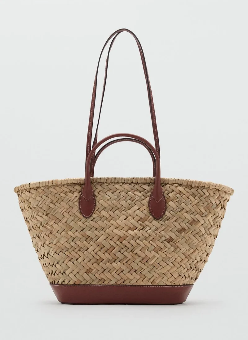 مانجو Large Double-Handle Natural Fibre Basket Tote