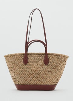MANGO Large Double-Handle Natural Fibre Basket Tote  - Image 1