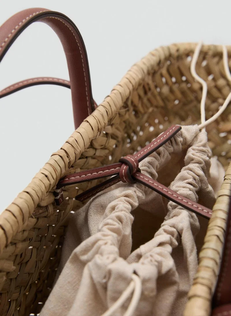 MANGO Large Double-Handle Natural Fibre Basket Tote