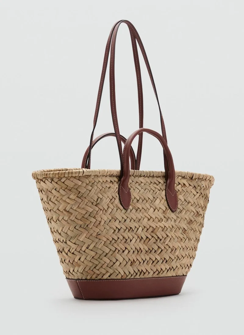 مانجو Large Double-Handle Natural Fibre Basket Tote