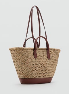 MANGO Large Double-Handle Natural Fibre Basket Tote  - Image 2