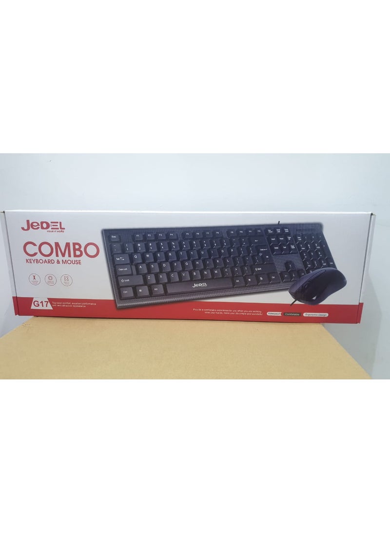 JeDEL Keyboard + Mouse JEDEL G17 Arabic + English wired usb cable - Image 1