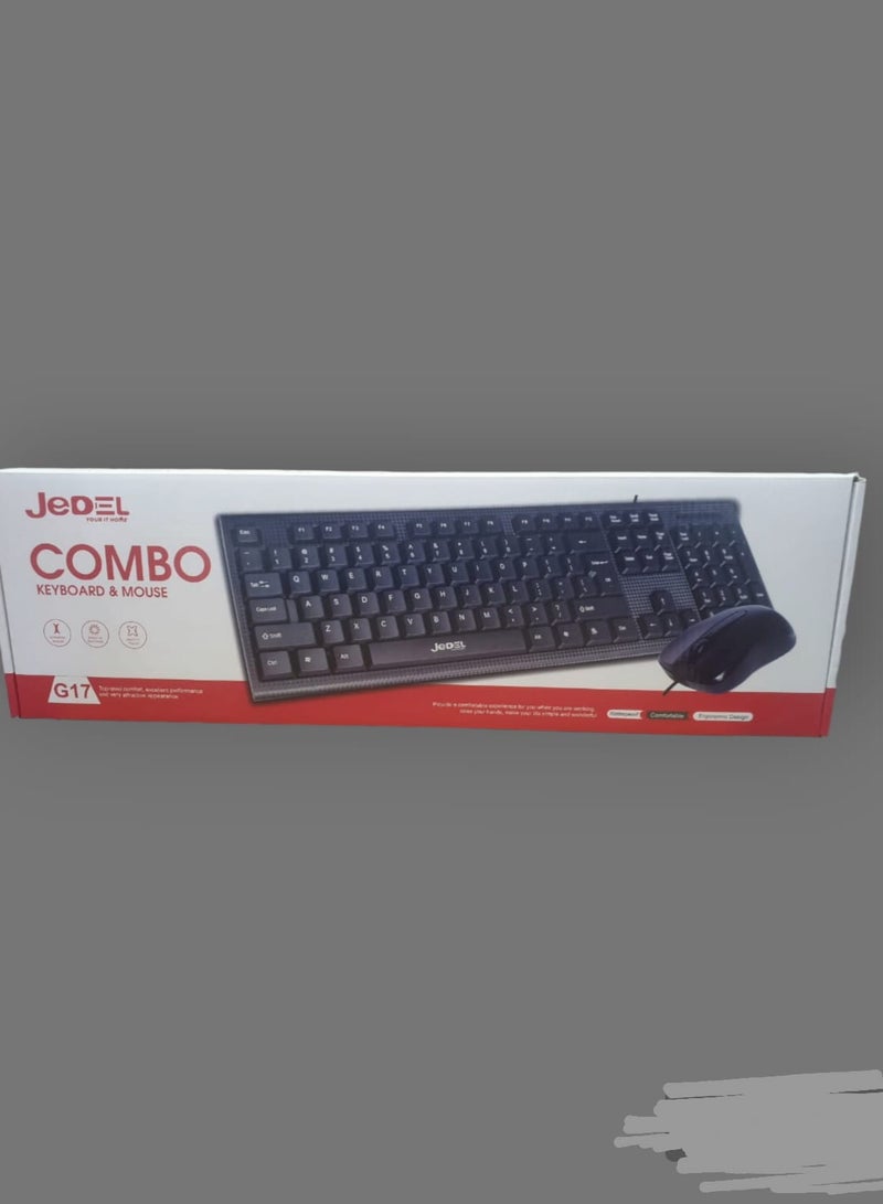 JeDEL Keyboard + Mouse JEDEL G17 Arabic + English wired usb cable - Image 5