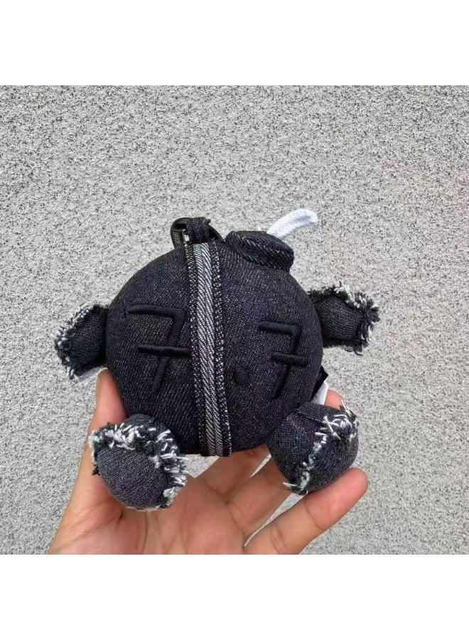 بي تي اس سلسلة مفاتيح مخملية سوداء على شكل قنبلة، تعليقة حقيبة ظهر بتصميم جينز داكن عتيق، هدية رائعة لمحبي الكيبوب والطلاب - Image 4