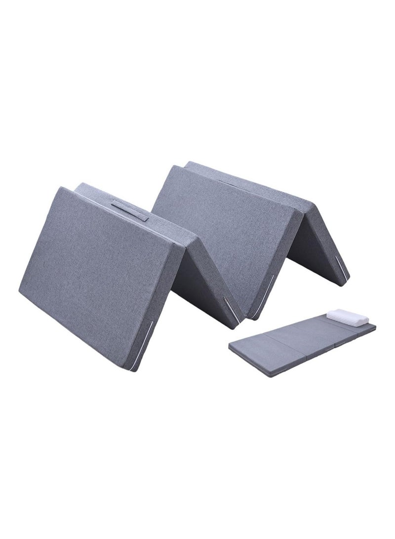 VITION Folding Foam Mattress, 8cm Thick Tri-Fold Portable Single Bed Mattress with Linen Cover & Storage Bag for Travel Camping and Yoga (90x200cm, Grey) - Image 1