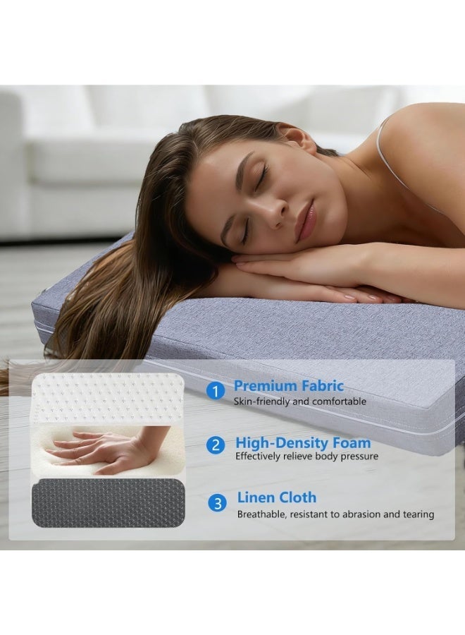 VITION Folding Foam Mattress, 8cm Thick Tri-Fold Portable Single Bed Mattress with Linen Cover & Storage Bag for Travel Camping and Yoga (90x200cm, Grey) - Image 3