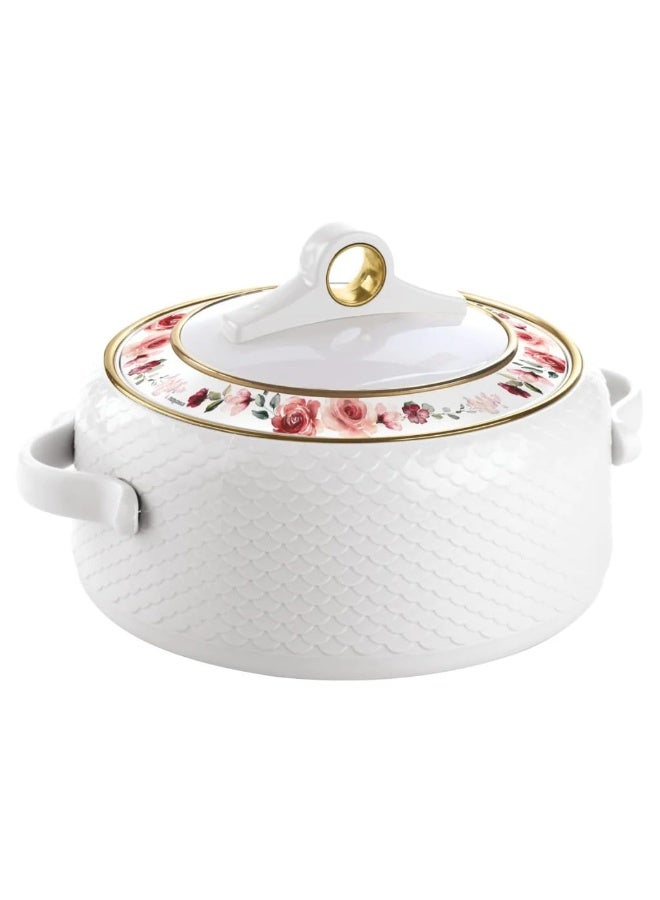 NAYASA Coral Hotpot Stainless Steel Insulated Casserole Food Container with Comfortable Handles White 2500ml  - Image 1