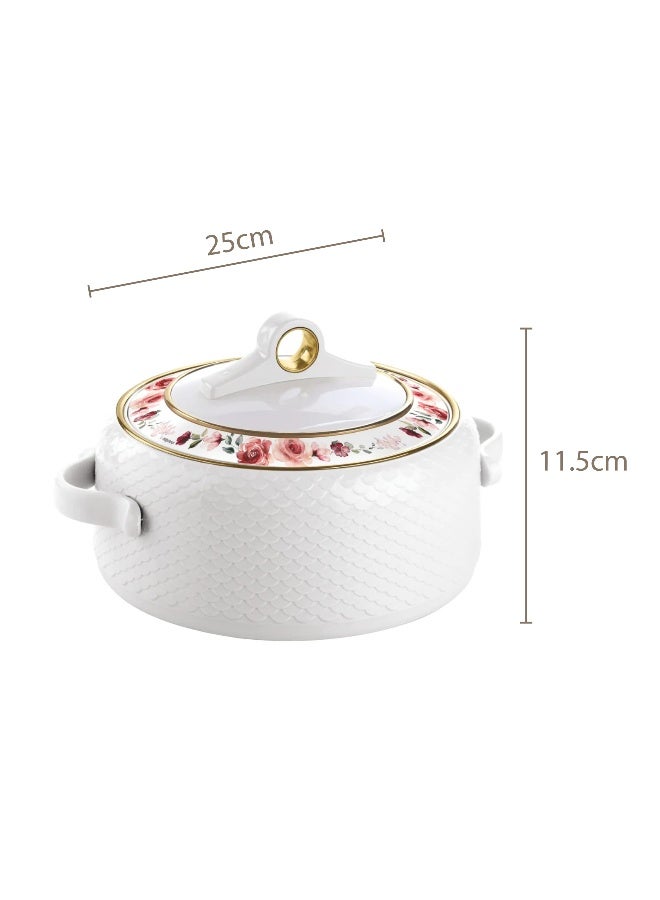 NAYASA Coral Hotpot Stainless Steel Insulated Casserole Food Container with Comfortable Handles White 2500ml  - Image 3