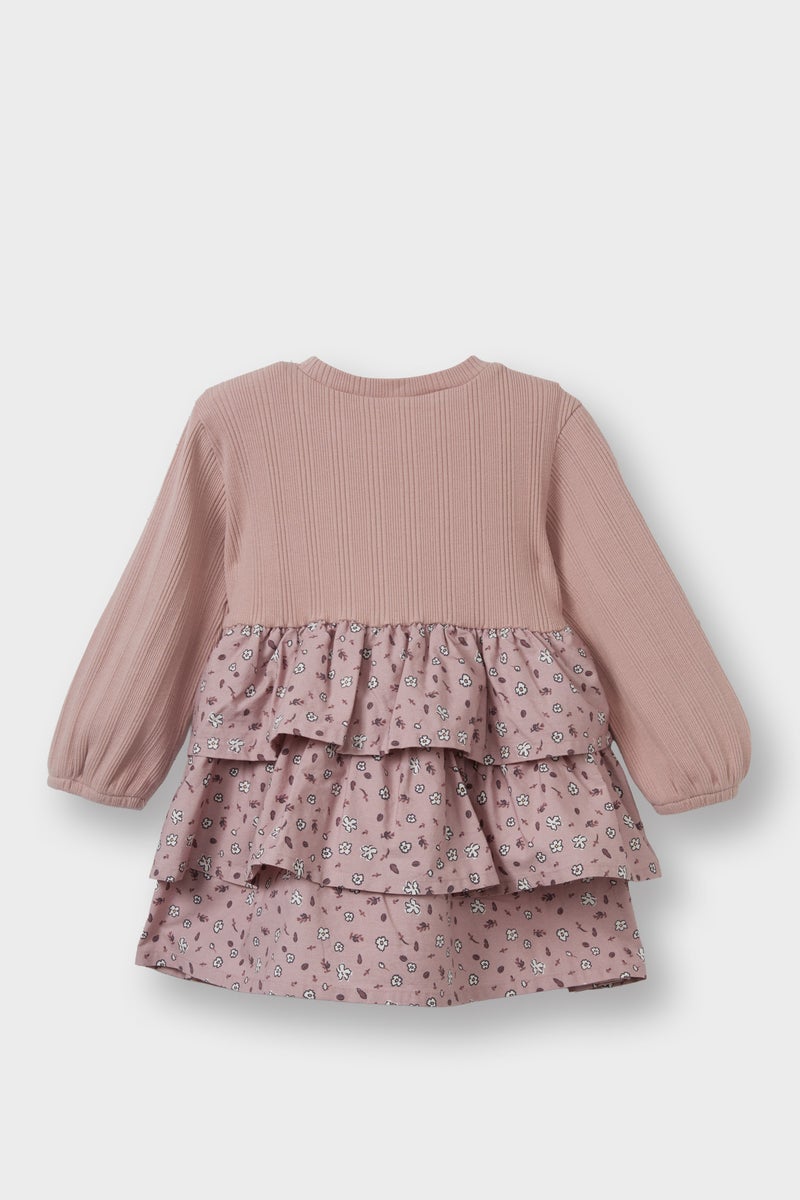 ديفاكتو فستان بناتي محبوك بأكمام طويلة ورقبة دائرية - Image 2