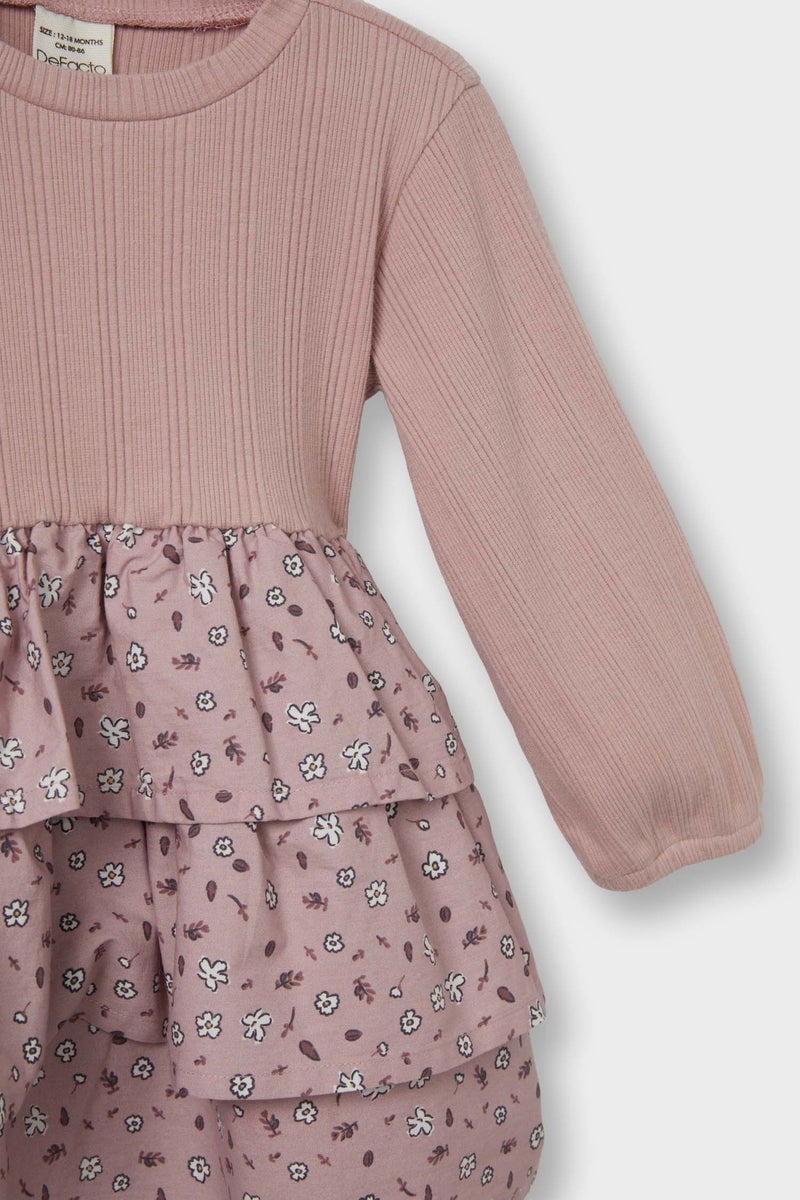 ديفاكتو فستان بناتي محبوك بأكمام طويلة ورقبة دائرية - Image 1