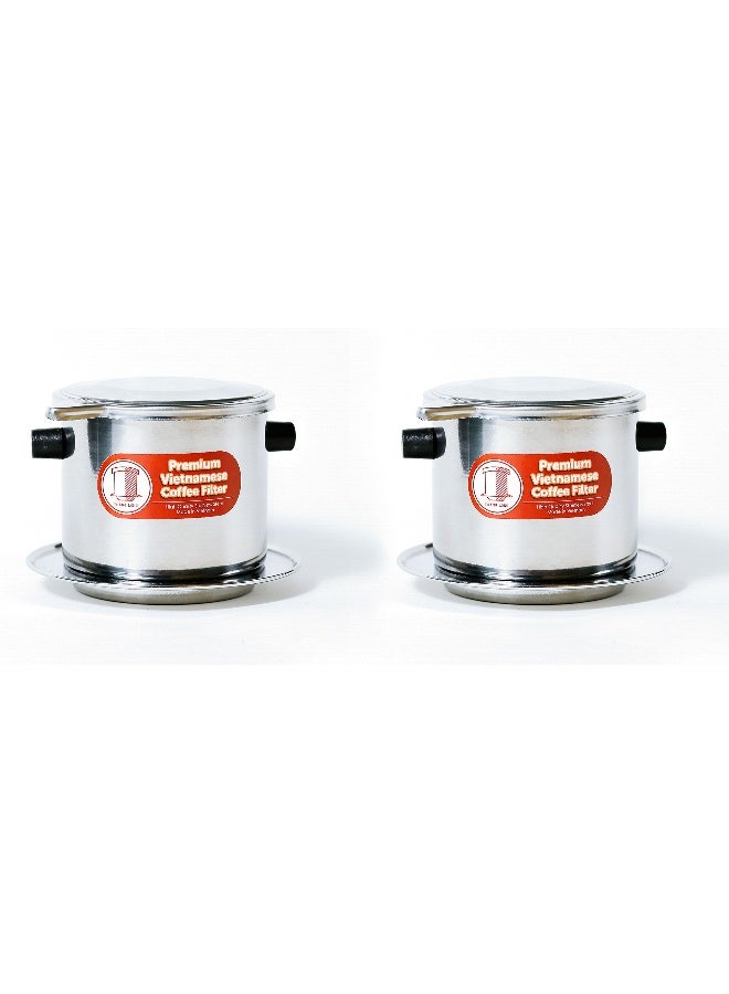 Thang Long 2 Pack Vietnamese Coffee Filter Brewer. Great for travel and camping, 11oz large, Gravity Insert - Image 1