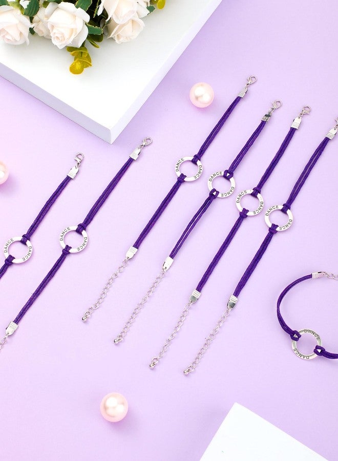 Funtery 24 Pcs Dance Bracelet Bulk Recital Gifts for Girls Team Charm Jewelry Wax Rope Adjustable Dancer Accessories(Purple) - Image 2