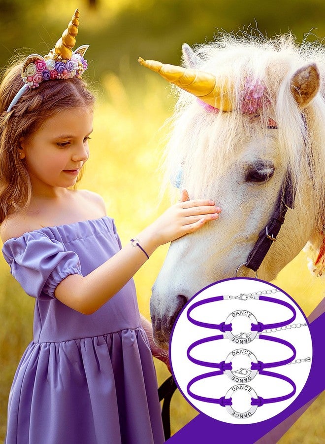 Funtery 24 Pcs Dance Bracelet Bulk Recital Gifts for Girls Team Charm Jewelry Wax Rope Adjustable Dancer Accessories(Purple) - Image 4