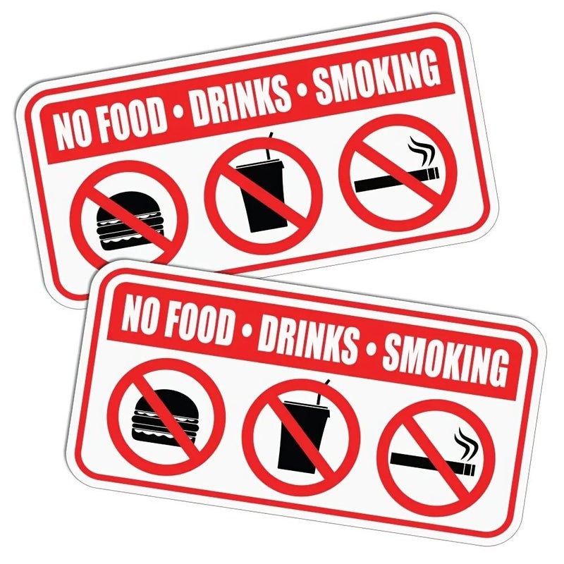 2pcs 4x2 Inches No Smoking Eating Drinking Car Sticker Window Door Decal - Image 1