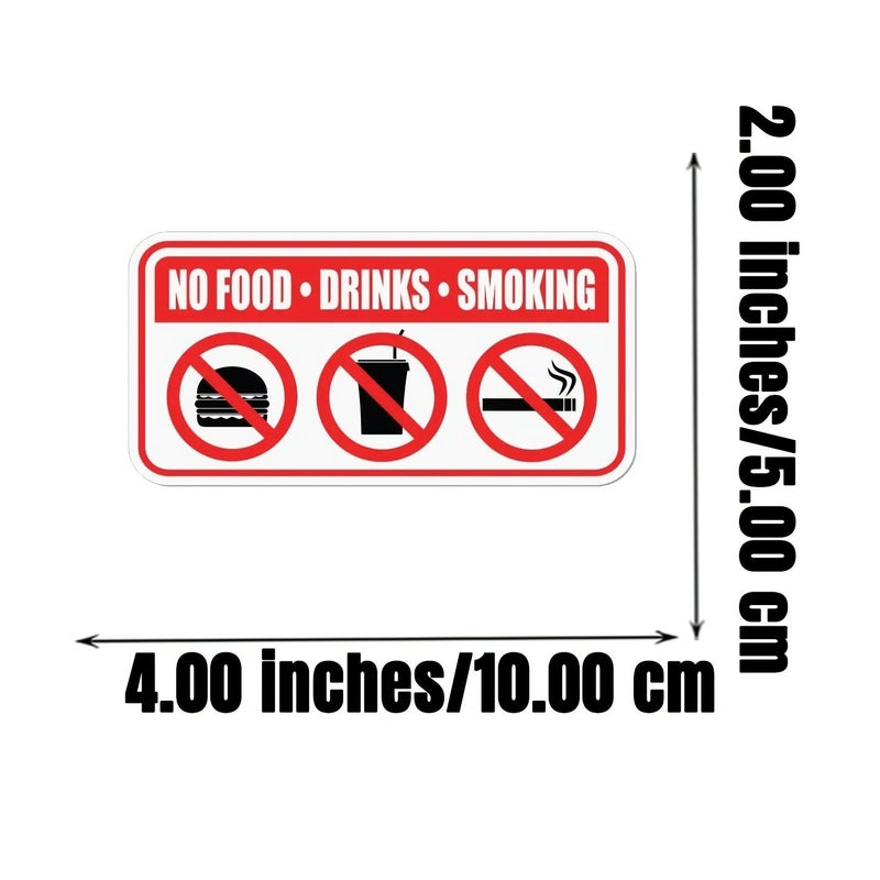 2pcs 4x2 Inches No Smoking Eating Drinking Car Sticker Window Door Decal - Image 2
