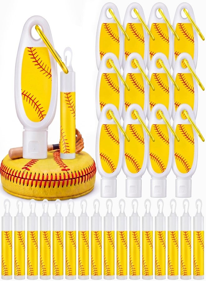 Demissle 24Pcs Softball Travel Size Mini Sunscreen and Sunscreen Lip Balm Bulk Spf Party Favors Small Sunblock with Carabiner Packet Outdoor Must Have Accessories Gifts for Team Players Fans Coach - Image 1