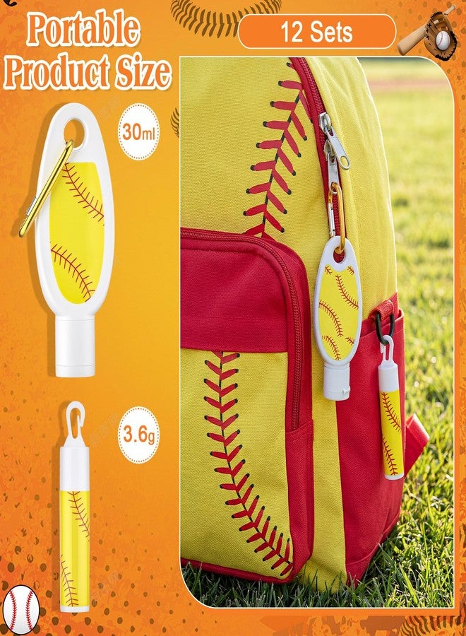 Demissle 24Pcs Softball Travel Size Mini Sunscreen and Sunscreen Lip Balm Bulk Spf Party Favors Small Sunblock with Carabiner Packet Outdoor Must Have Accessories Gifts for Team Players Fans Coach - Image 2