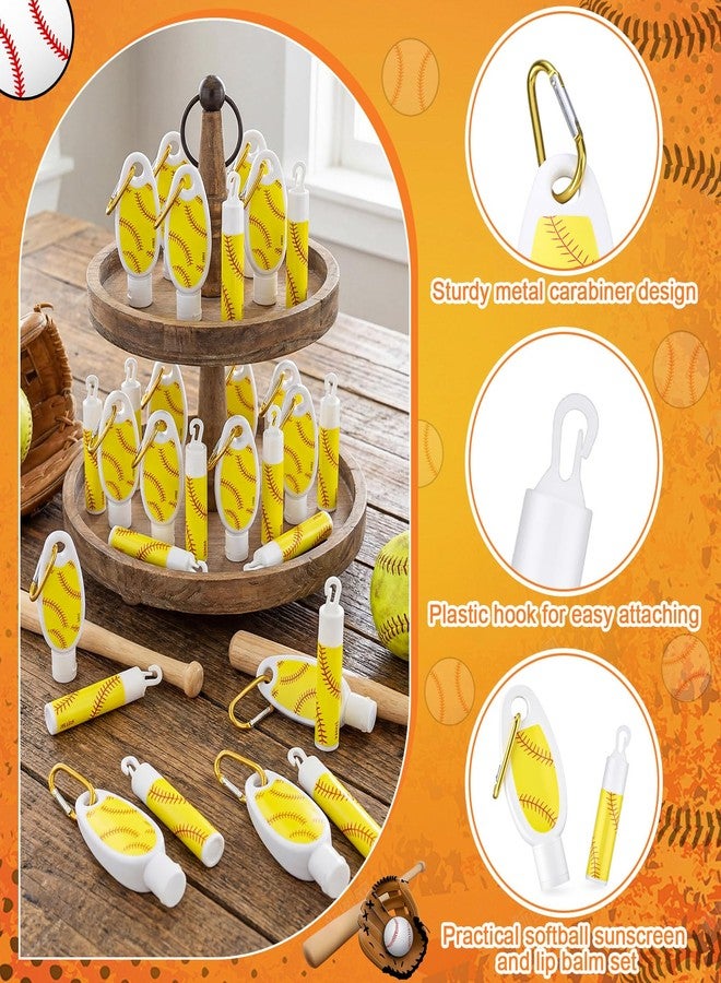 Demissle 24Pcs Softball Travel Size Mini Sunscreen and Sunscreen Lip Balm Bulk Spf Party Favors Small Sunblock with Carabiner Packet Outdoor Must Have Accessories Gifts for Team Players Fans Coach - Image 3