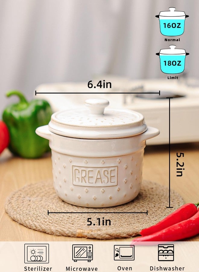 GDCZ Ceramic Bacon Grease Container with Strainer, 18 Oz Bacon Grease Keeper, Bacon Fat Strainer Cooking for Grease Drippings and Storage (White) - Image 2