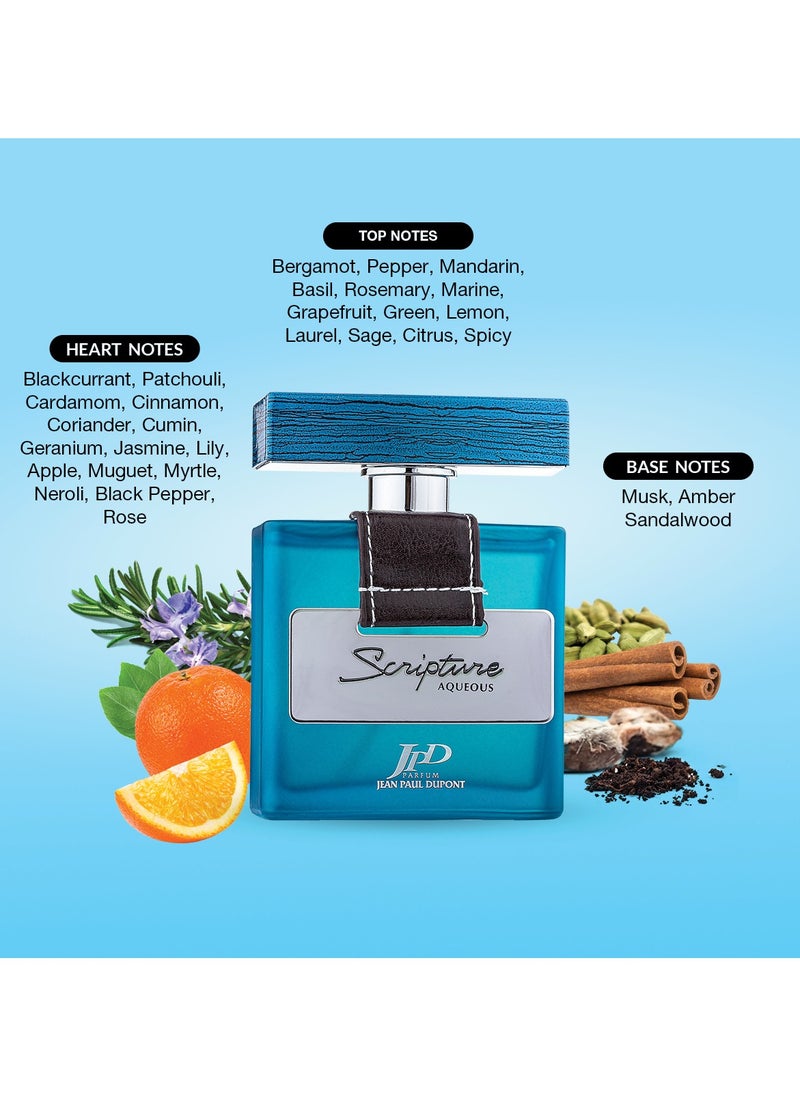 Jean Paul Dupont Scripture Aqueous Eau de Toilette For Men 100ml (Pack of 2)  - Image 3