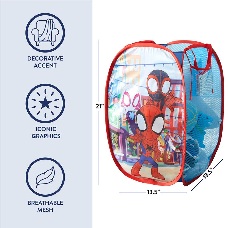Idea Nuova Disney Jr. Spidey and His Amazing Friends Pop Up Storage and Laundry Hamper, 21" H x 13.5" W X 13.5" L - Image 3