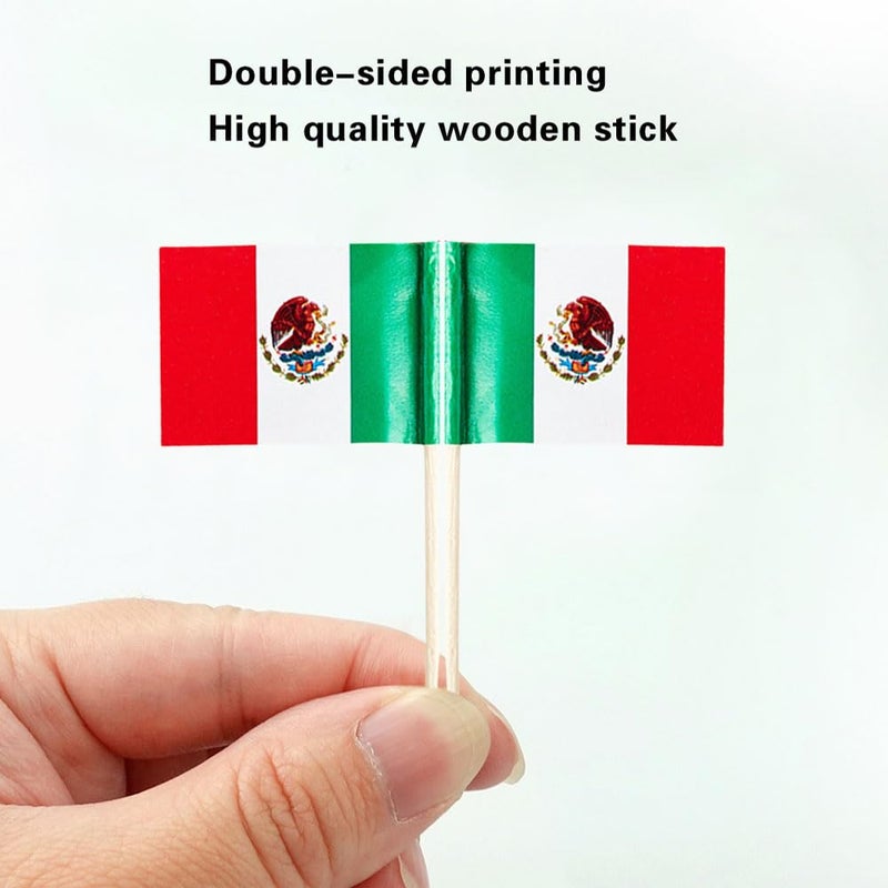 mflagperft Mexico Flag Mexician Flag, Small Mini Mexico Toothpick Flags for Food, Cupcakes, Cocktails, Appetizers, Bar Party Decorations - Image 3
