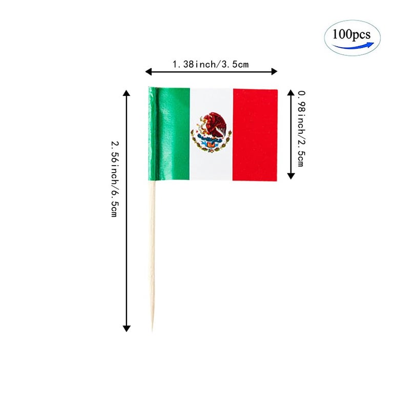 mflagperft Mexico Flag Mexician Flag, Small Mini Mexico Toothpick Flags for Food, Cupcakes, Cocktails, Appetizers, Bar Party Decorations - Image 2