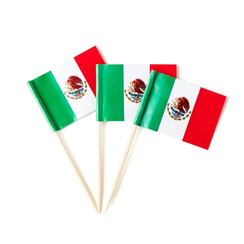 mflagperft Mexico Flag Mexician Flag, Small Mini Mexico Toothpick Flags for Food, Cupcakes, Cocktails, Appetizers, Bar Party Decorations - Image 1