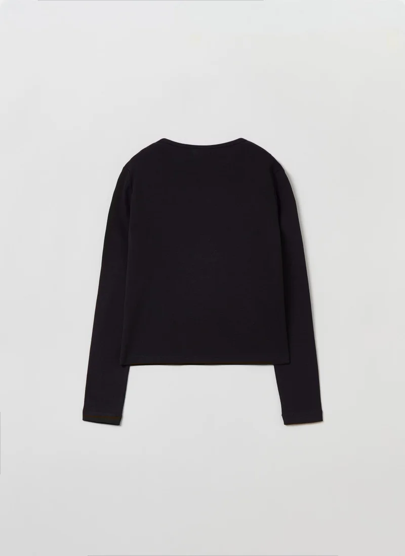 او في اس Long-sleeved T-shirt in cotton