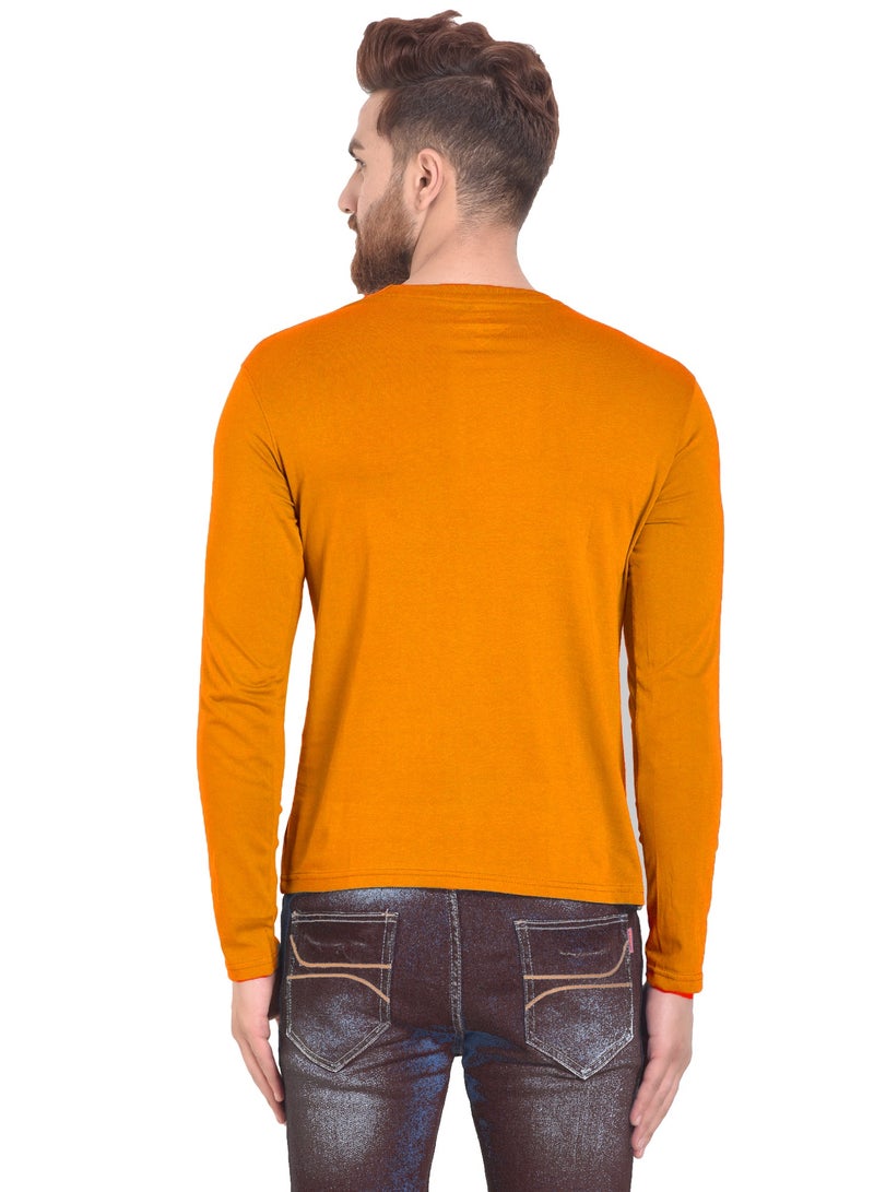 RSO Outfits Mustard Yellow Men's Cotton Round Neck Full Sleeve Tshirt - Image 2