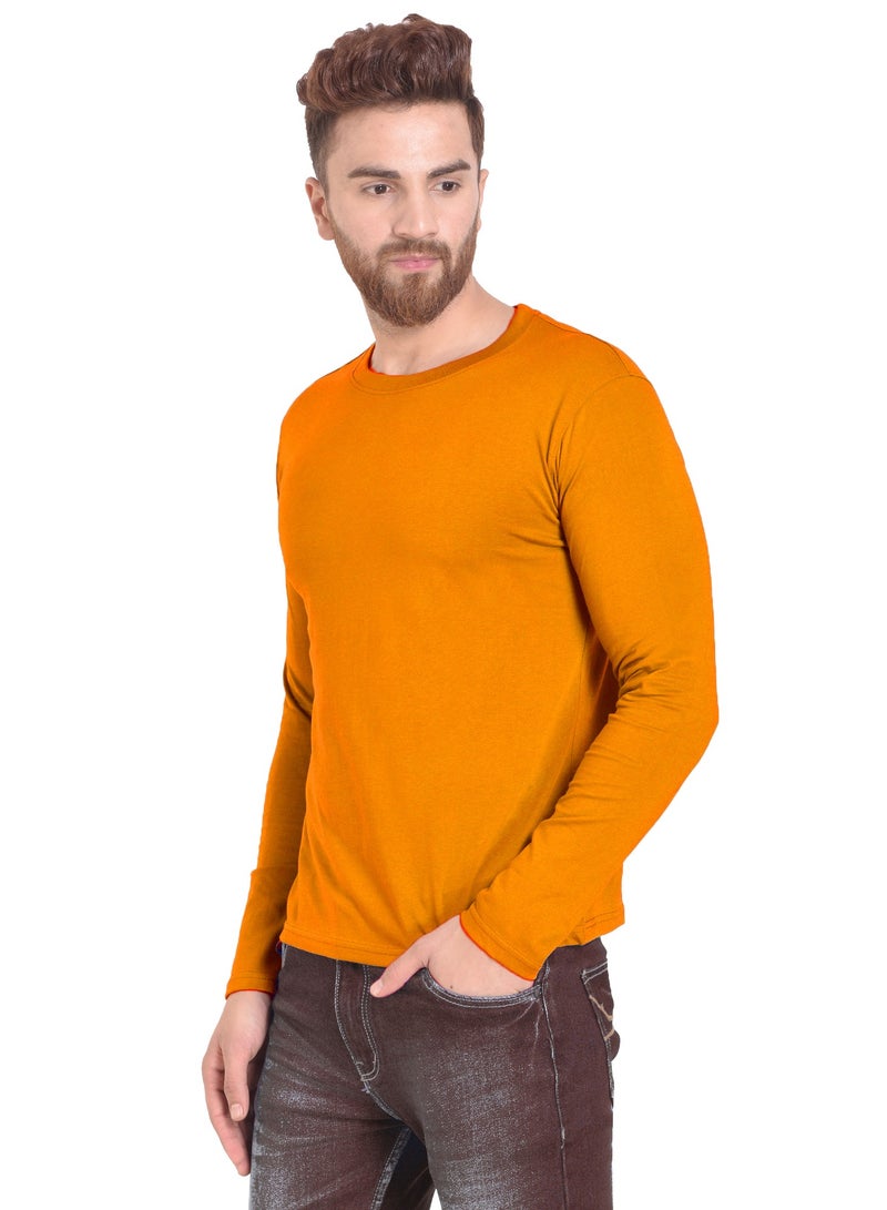 RSO Outfits Mustard Yellow Men's Cotton Round Neck Full Sleeve Tshirt - Image 3