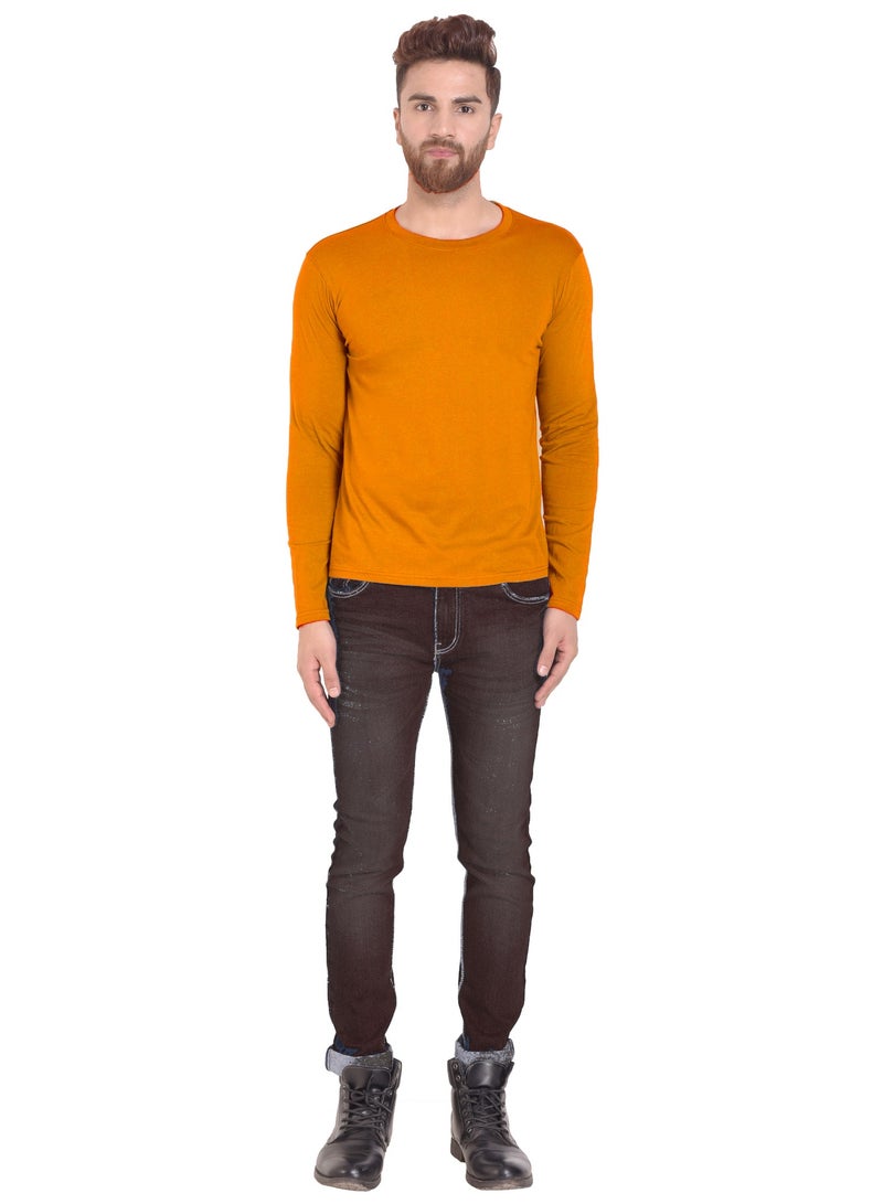 RSO Outfits Mustard Yellow Men's Cotton Round Neck Full Sleeve Tshirt - Image 5