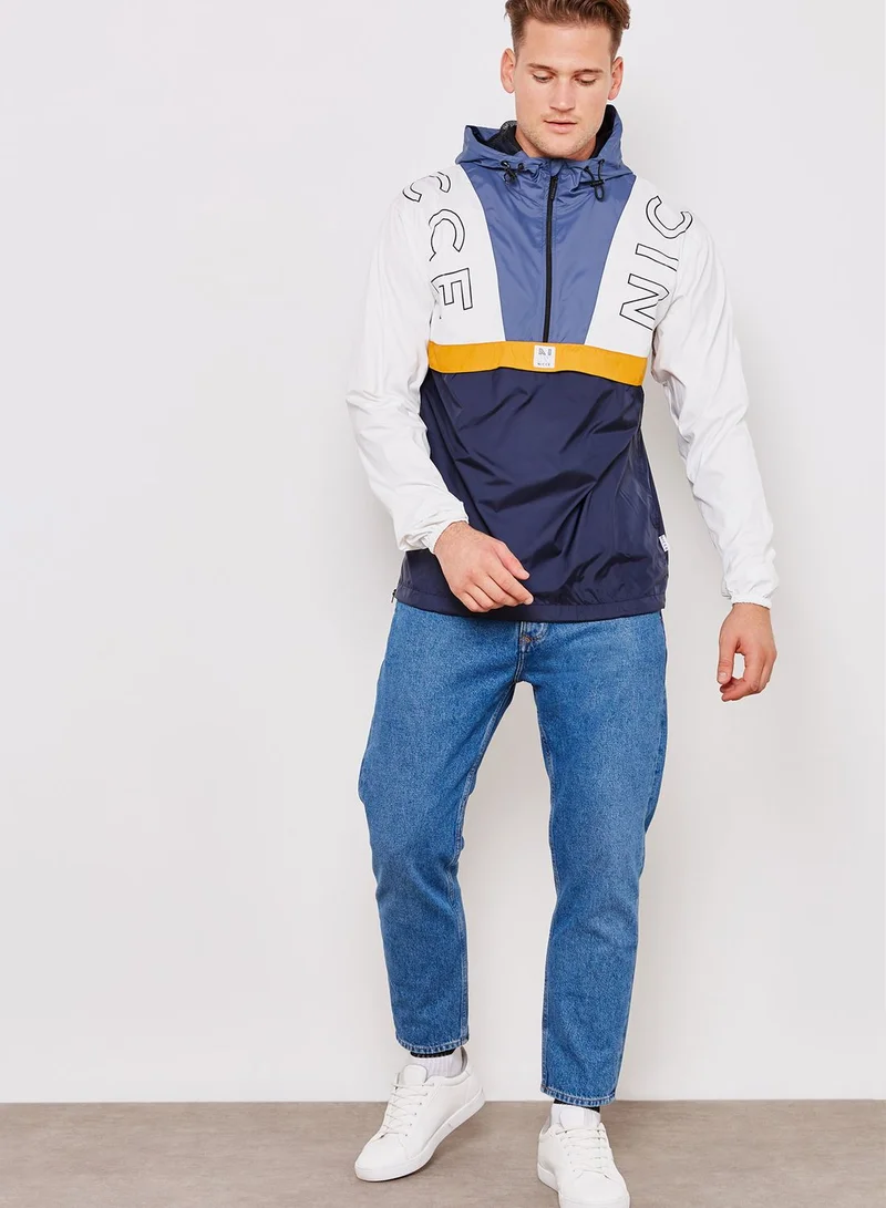 nicce london Colour Block Half Zip Jacket