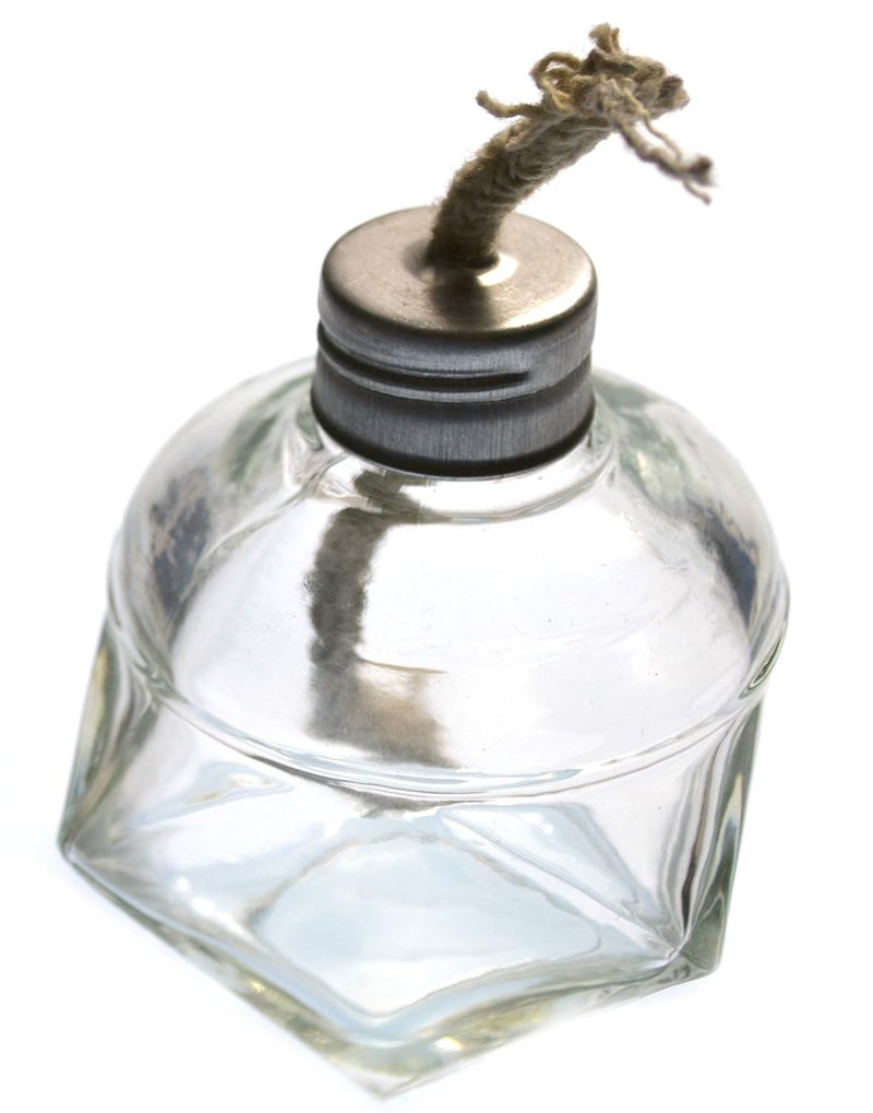 Alcohol Lamp, 120mL - Glass with Metal Cap and Fiber Wick - Polyhedral