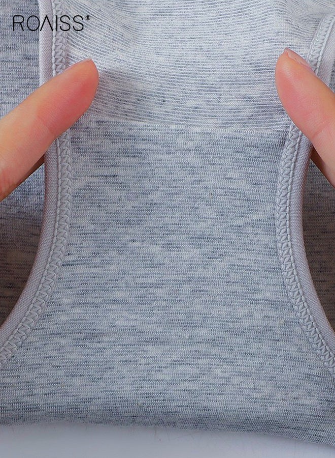 roaiss Womens Cotton Underwear 4 Pack Mid Rise Panties Plus Size Simple Shaping Butt Lifting Triangle Panty for Girls Soft Comfortable Breathable Multipack - Image 4