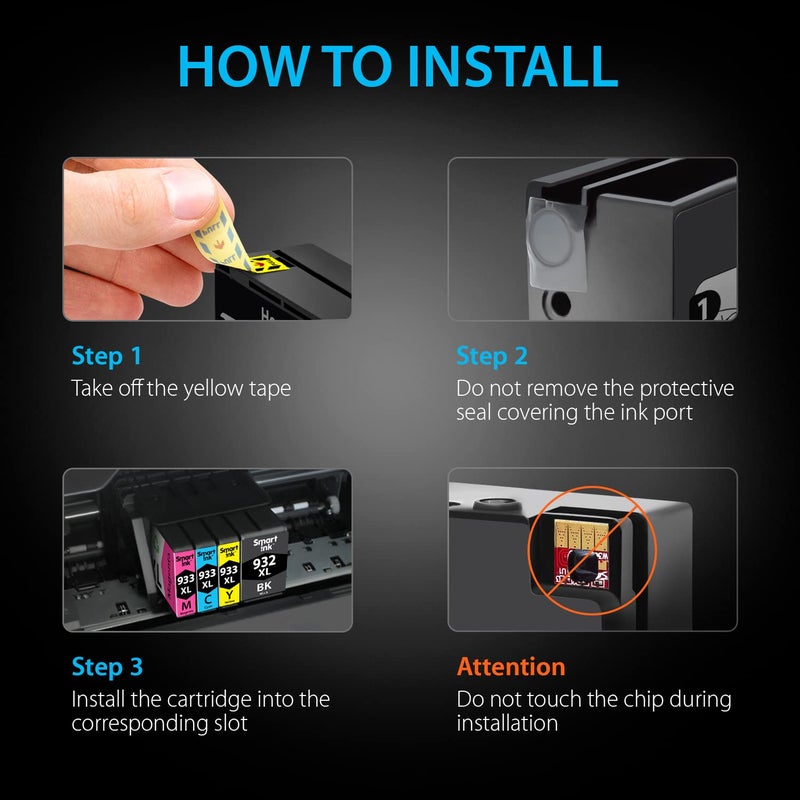 Smart Ink Compatible Ink Cartridge Replacement for HP 932XL 933XL 932 XL 933 (5 Pack Combo) to use with HP Officejet 6600 6100 6700 7510 7610 7612 7510 Printers (2 Black XL, Cyan, Magenta, Yellow) - Image 4