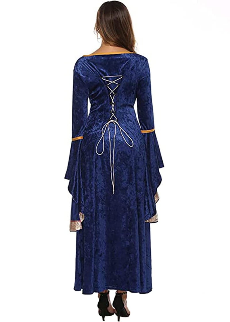 YEAXLUD Womens Renaissance Medieval Costume Dress Lace up Irish Over Long Dresses Cosplay Retro Gown S-5XL (M, Navy) - Image 5