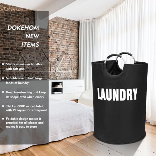 DOKEHOM 160L XX-Large Laundry Basket (7 Colors), Collapsible Laundry Bag, Foldable Laundry Hamper, Folding Washing Bin (Black, XXL) - Image 2