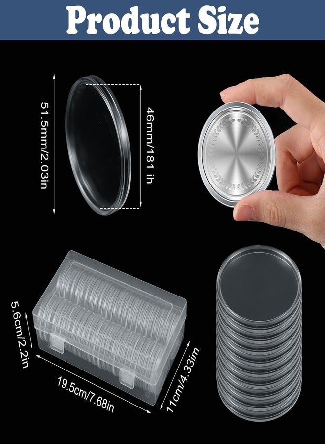 Ubamdom 50 Pcs 46 mm Silver Dollar Case Round Coin Capsules Silver Bar Capsule Holders Silver Dollar Coin Holder Clear Silver Dollar Coin Holder for Morgan, Peace (46mm) - Image 2
