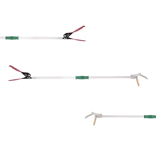 Sharpex 4.4 Feet Long Arm Long Reach Picker Stick | Heavy Duty 4.4 Feet Fixed Length Grabber Pickup Garden Aluminum Stick | Excellent Grip Handle with Lock Latch (Green) - Image 1