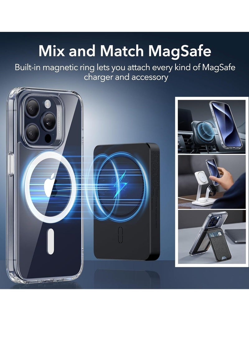 MUNTAQI iPhone 15 Pro Max Case, Compatible with MagSafe, Military-Grade Protection, Yellowing Resistant, Scratch-Resistant Back, Magnetic Phone Cover for iPhone 15 Pro Max, Classic Series, Clear - Image 5