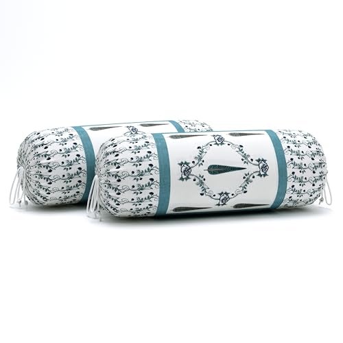 BLOCKS OF INDIA 200TC Diwan Set Cotton 8 Piece | Deewan Printed Bedsheet Sets for Living Room Hall (Set of 8 Piece, 1-Bed Sheet | 2-Bolster Cover | 5-Cushion Cover (Grey Patti) - Image 3
