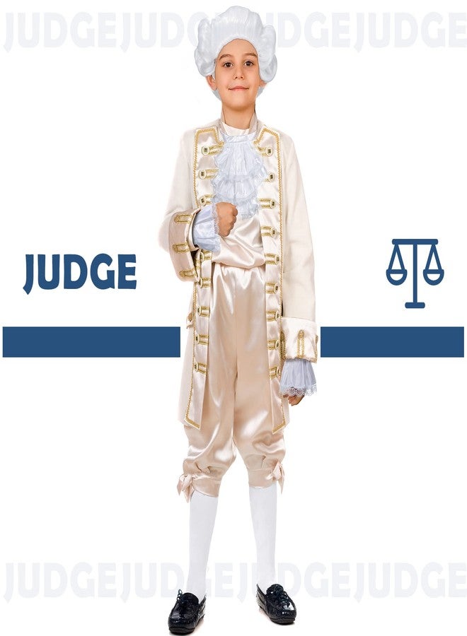 Funtery Halloween Colonial White Costume Set Colonial Unisex Lace Jabot Collar and Cuffs Historical Colonial Powdered Wig with Ponytail Knee White Knit Colonial Socks for Adults Children - Image 5