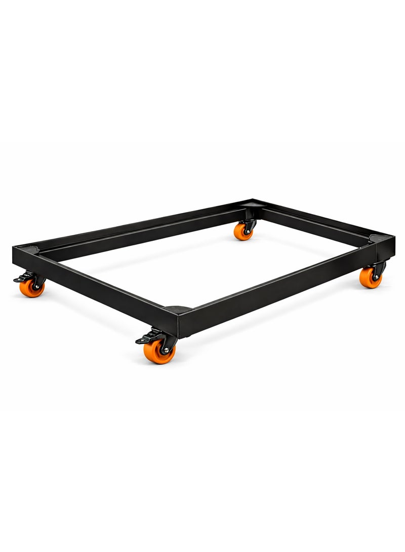Black Aluminum Gas Stove Base 60×90 cm – 4 Heavy-Duty Imported Wheels with Front Safety Brakes – Rust-Resistant – Movable Stand for Heavy Appliances - Image 1